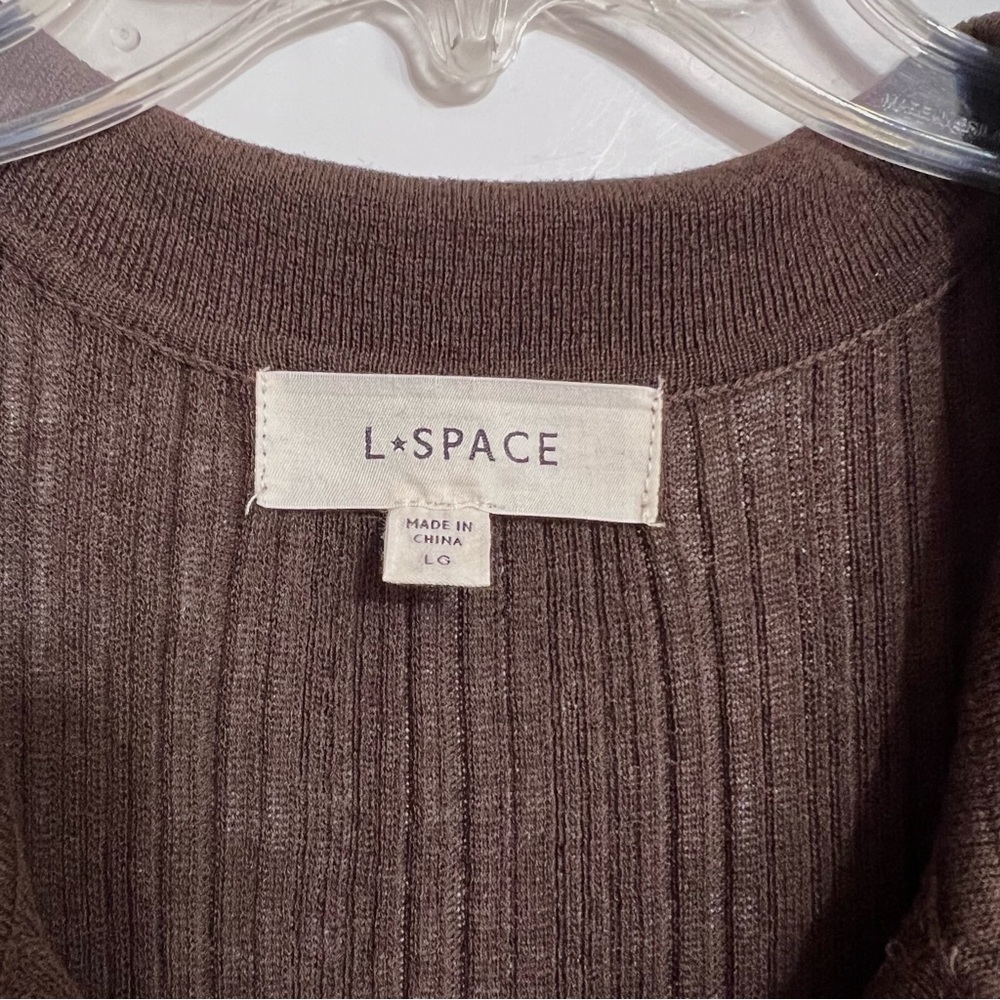 Revolve LSpace Undertow Dress Womens L Expresso Brown Stretch Ribbed Knit Maxi - Picture 9 of 11